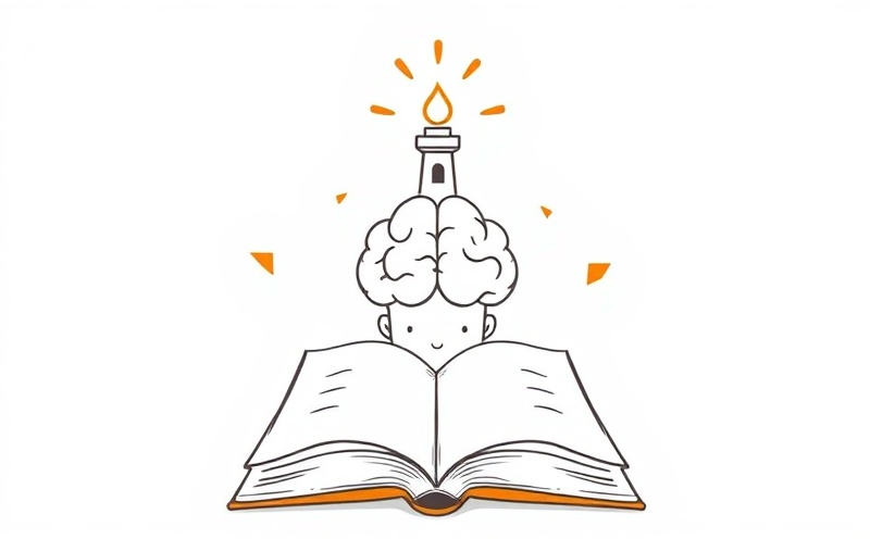Active recall visualization showing knowledge flowing between brain and study materials