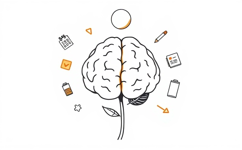Brain as wilting flower showing mental fatigue and energy depletion