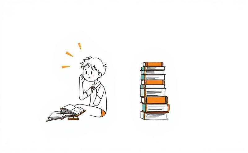 Comparison of stressed cramming student versus calm student using spaced repetition with organized glowing books
