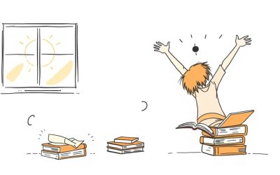 Student recovering from study burnout, transitioning from exhaustion to renewed energy