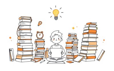 Student surrounded by books with determination and inspiration for last-minute finals preparation