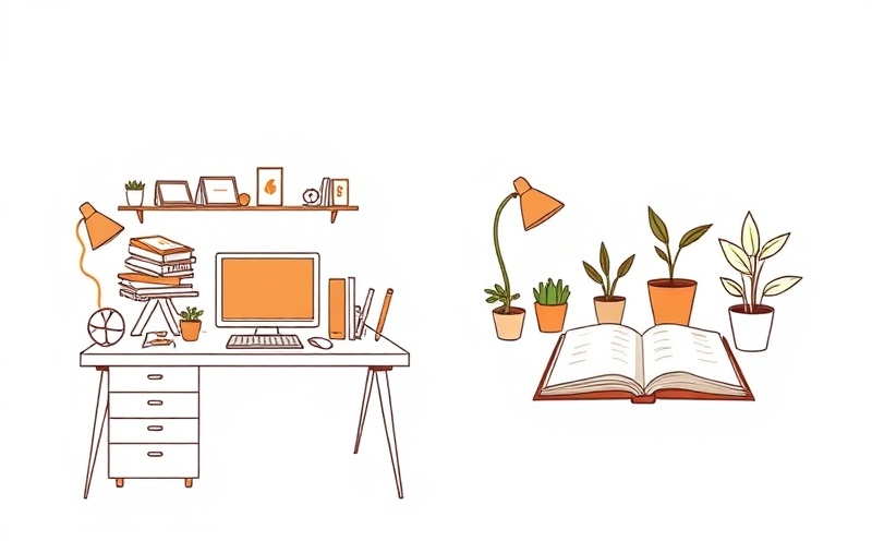 Study environment transformation from chaotic cluttered desk to calm organized ADHD-friendly workspace with plants and fidget tools