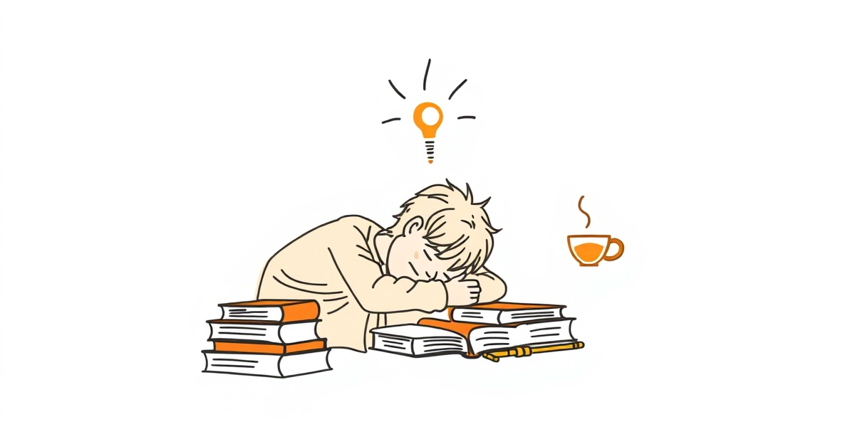 Tired student at desk transforming into energized learner with glowing energy